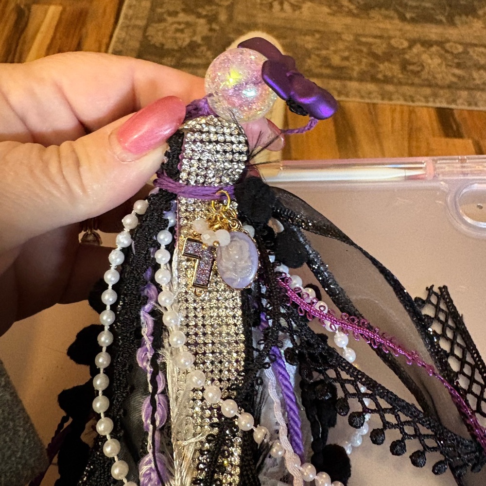Elegant Purple and Black Tassel Keychain